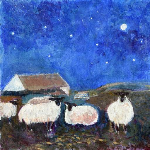 Sheep under the Stars is a set of six Christmas cards.. from a Christmas painting, which can be used for any occasion and anybody, excellent quality cards and stunning image.