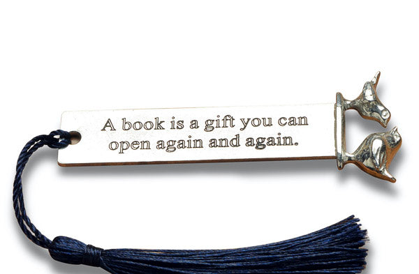 Book lover gifts from Judi Glover Art. Each metal bookmark with quotes comes with tassels and is handmade in the UK with free mainland UK delivery