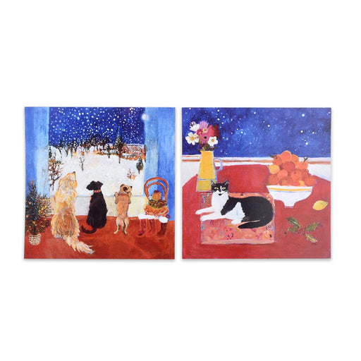 Festive Animal Friends Christmas cards by Judi Glover Art – a set of six colourful dog and cat designs for the holidays