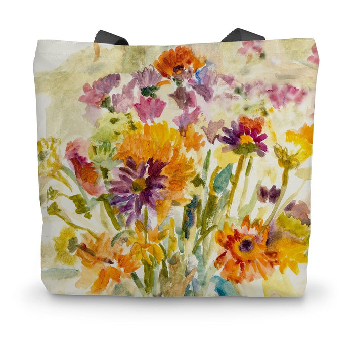 A summer tote bag with a garden flower pint perfect as a shopping tote bag