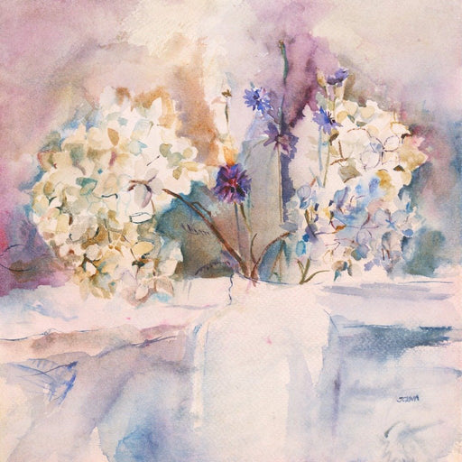 Fine Art Greeting Card. Blue Hydrangea. Artistic Greeting Card from Original Painting by Judi Glover Art. 6 x 6.
