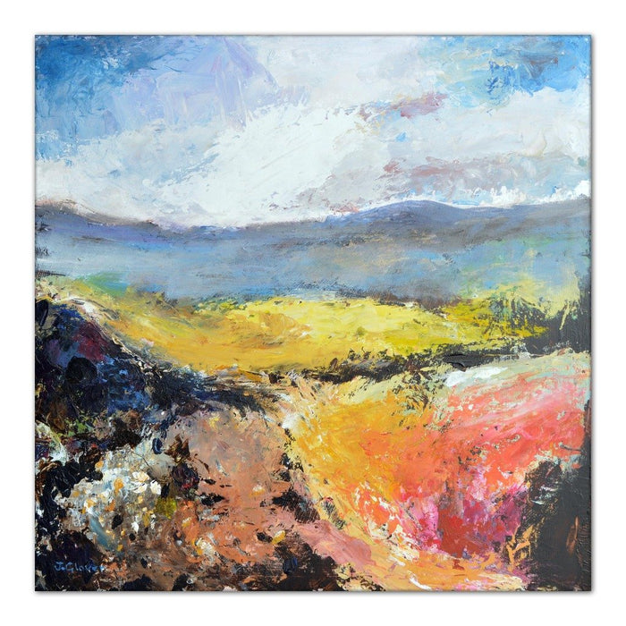 Landscape Canvas Print. Uk countryside canvas print. Canvas Print made from original painting of uk landscape. Stretched Canvas Print from original art. Available at Judi Glover Art. Original Painting by Judi Glover. Used for Wall Art.
