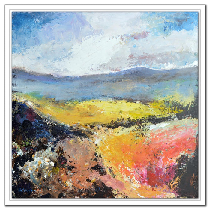 Landscape Canvas Print. Uk countryside canvas print. Canvas Print made from original painting of uk landscape. Stretched Canvas Print from original art. Available at Judi Glover Art. Original Painting by Judi Glover. Used for Wall Art.