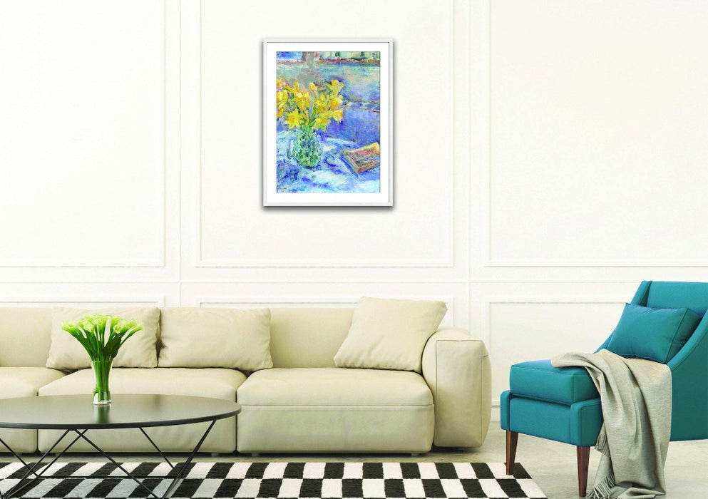 Daffodil Art Print. Art print of Daffodils. Painting of flowers by a UK Artist. Available as an giclee art print and a framed art print. Prints from Original Art by UK Artist Judi Glover