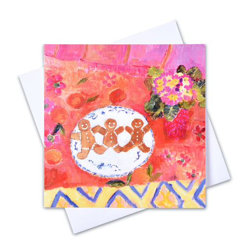 Christmas cards made from a painting by Judi Glover Art of homemade gingerbread men to bring joy and a smile at Christmas. The art Christmas cards are in packs of 6 and are blank inside for your own message
