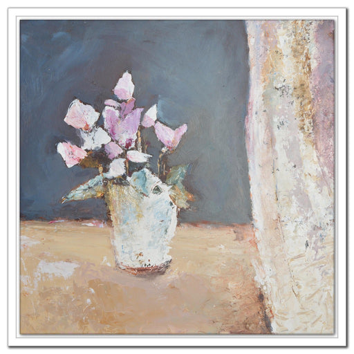 Cyclamen Canvas Print. Canvas Print made from original painting of cyclamen. Stretched Canvas Print from original art. Available at Judi Glover Art. Original Painting by Judi Glover. Used for Wall Art.