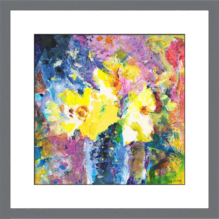 Floral Fine Art Print made from original painting of Daffodils called Happy Flowers. Framed floral prints from original art available at Judi Glover Art. Original Painting by Judi Glover are used for Wall Art.