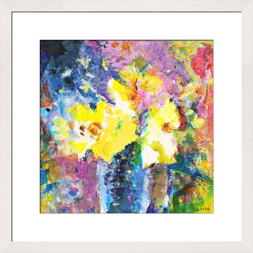 Floral Fine Art Print made from original painting of Daffodils called Happy Flowers. Framed floral prints from original art available at Judi Glover Art. Original Painting by Judi Glover are used for Wall Art.