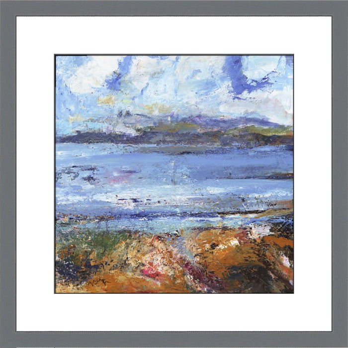 Fine Art Print made from original painting of the Isle of Iona, Scotland. Hebredes Painting. Framed prints from original art available at Judi Glover Art. Original Painting by Judi Glover that is Used for Wall Art.