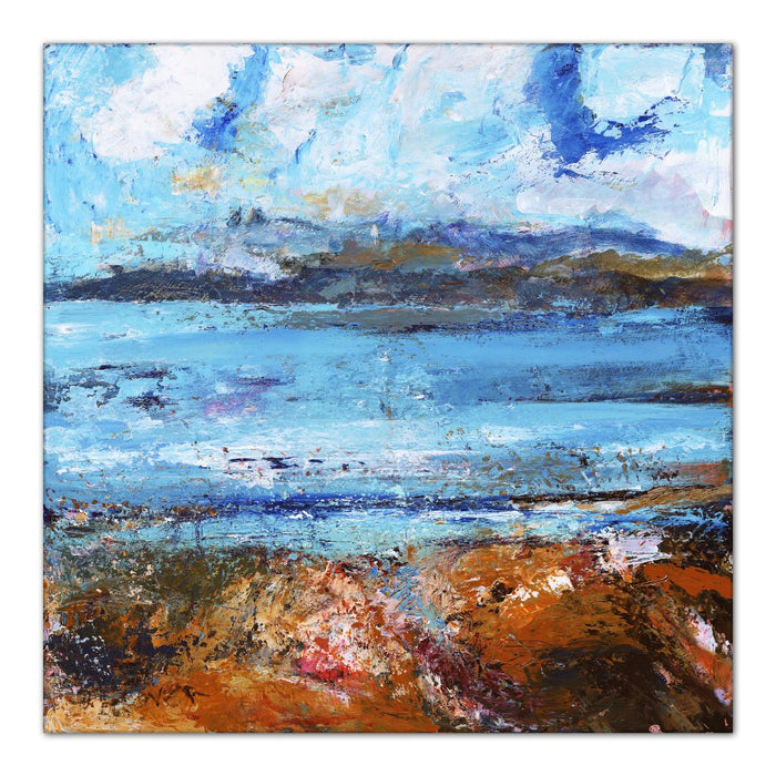 Iona Canvas Print. Isle of Iona Canvas Print made from original painting of the Isle of Iona, Scotland. Hebredes Painting. Stretched Canvas Print from original art Available at Judi Glover Art. Original Painting by Judi Glover Used for Wall Art.