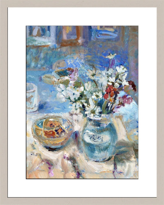 Still Life Fine Art Print. Still fine art print with flowers made from original art. This giclee art print is available as a unframed fine art print. The fine art print is available as a framed art print. Fine Art prints from Original art by UK artist Judi Glover.