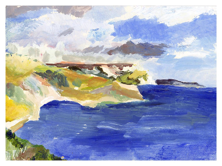 Coastal Fine Art Print. UK coast fine art print made from original art. This giclee art print of the Jurassic Coast in Dorset is available as a unframed fine art print. The fine art print is available as a framed art print. Fine Art prints from Original art by UK artist Judi Glover.