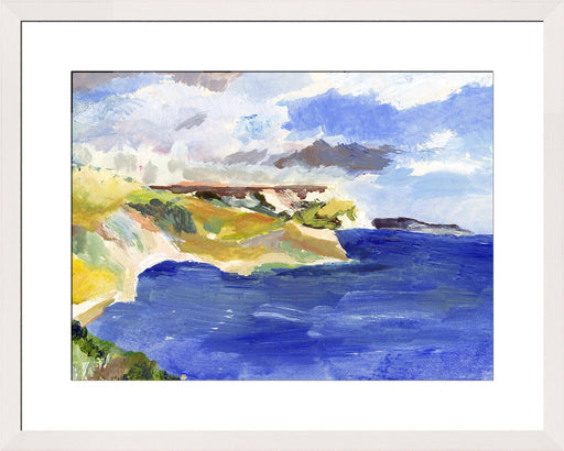 Coastal Fine Art Print. UK coast fine art print made from original art. This giclee art print of the Jurassic Coast in Dorset is available as a unframed fine art print. The fine art print is available as a framed art print. Fine Art prints from Original art by UK artist Judi Glover. 