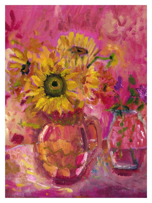 Sunflower Art Print. Sunflowers fine art print made from original art. This giclee art of print of sunflowers is available as a unframed fine art print. The fine art print is available as a framed art print. Fine Art prints from Original art by UK artist Judi Glover.