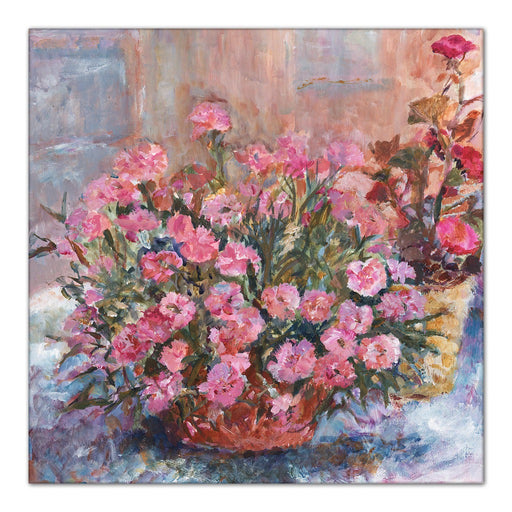 Pink Carnations Canvas Print. Canvas Print made from original painting. Stretched Canvas Print from original art. Available at Judi Glover Art. Original Painting by Judi Glover. Used for Wall Art.