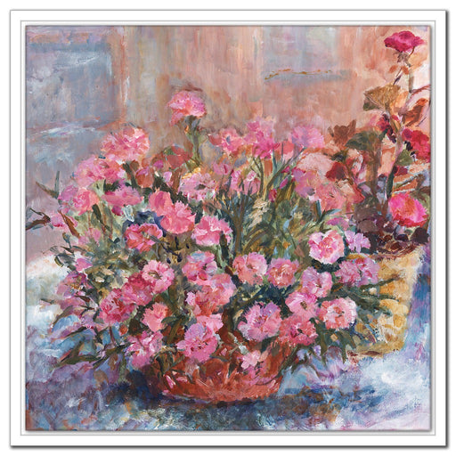 Pink Carnations Canvas Print. Canvas Print made from original painting. Stretched Canvas Print from original art. Available at Judi Glover Art. Original Painting by Judi Glover. Used for Wall Art.