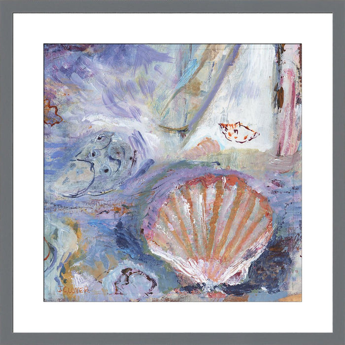 Seashore Fine Art Print. seashell fine art print made from original art. This giclee art print is available as a unframed fine art print. The fine art print is available as a framed art print. Fine Art prints from Original art by UK artist Judi Glover.