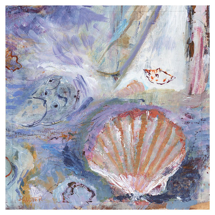 Seashore Fine Art Print. seashell fine art print made from original art. This giclee art print is available as a unframed fine art print. The fine art print is available as a framed art print. Fine Art prints from Original art by UK artist Judi Glover.