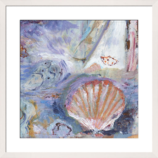 Seashore Fine Art Print. seashell fine art print made from original art. This giclee art print is available as a unframed fine art print. The fine art print is available as a framed art print. Fine Art prints from Original art by UK artist Judi Glover. 