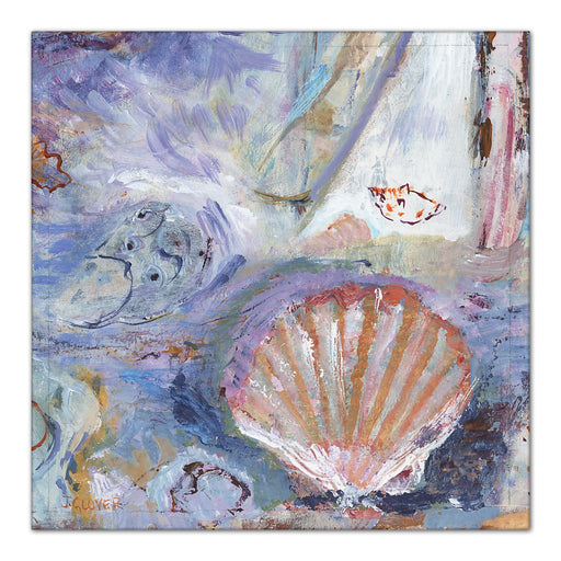 sea shells on the seashore Canvas Print. Sunflowers and dahlias canvas print. Canvas Print made from original art. Stretched Canvas Print from original art. Available at Judi Glover Art. Original Painting by Judi Glover. Used for Wall Art.