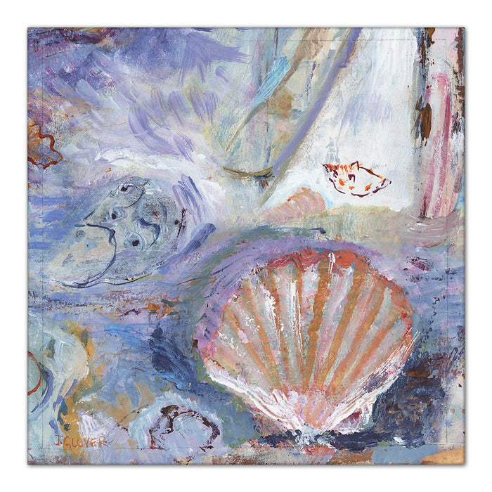 sea shells on the seashore Canvas Print. Sunflowers and dahlias canvas print. Canvas Print made from original art. Stretched Canvas Print from original art. Available at Judi Glover Art. Original Painting by Judi Glover. Used for Wall Art.
