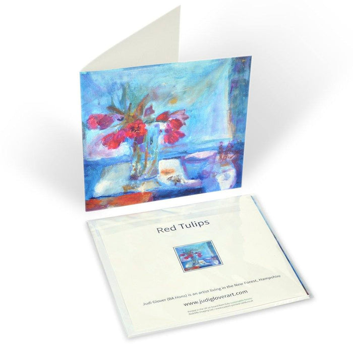 Blank greeting cards available at Judi Glover Art. Each artistic card is 6 x 6 inches and is provided with a matching envelope. Each greeting card is made from an original painting to send to someone special