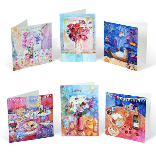 Happy birthday cards online at www.judigloverart.com. The unique birthday cards are in a pack of six and are made from original art