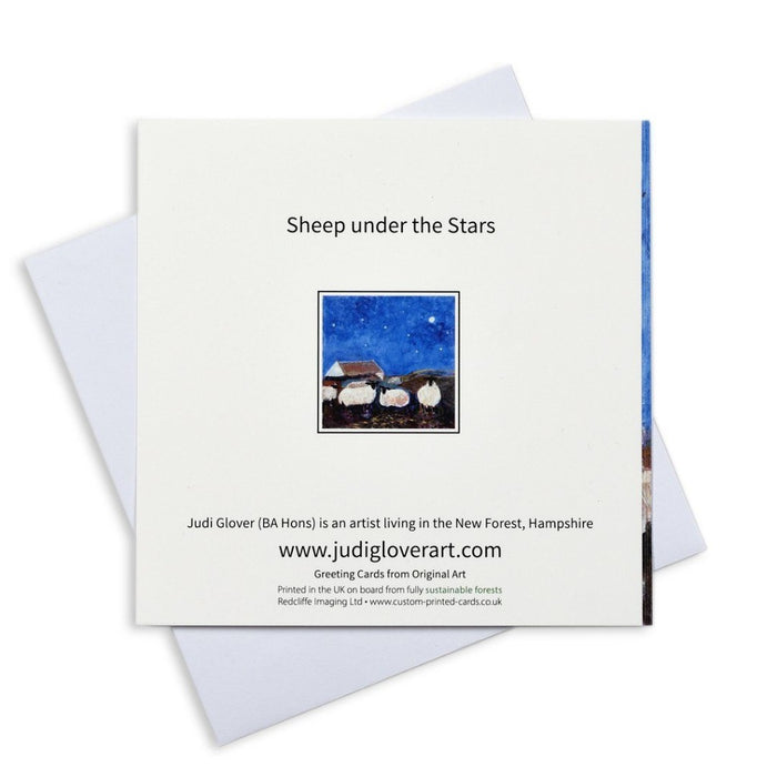 Sheep Christmas cards. set of six art christmas cards. Original art Christmas cards available at Judi Glover Art.