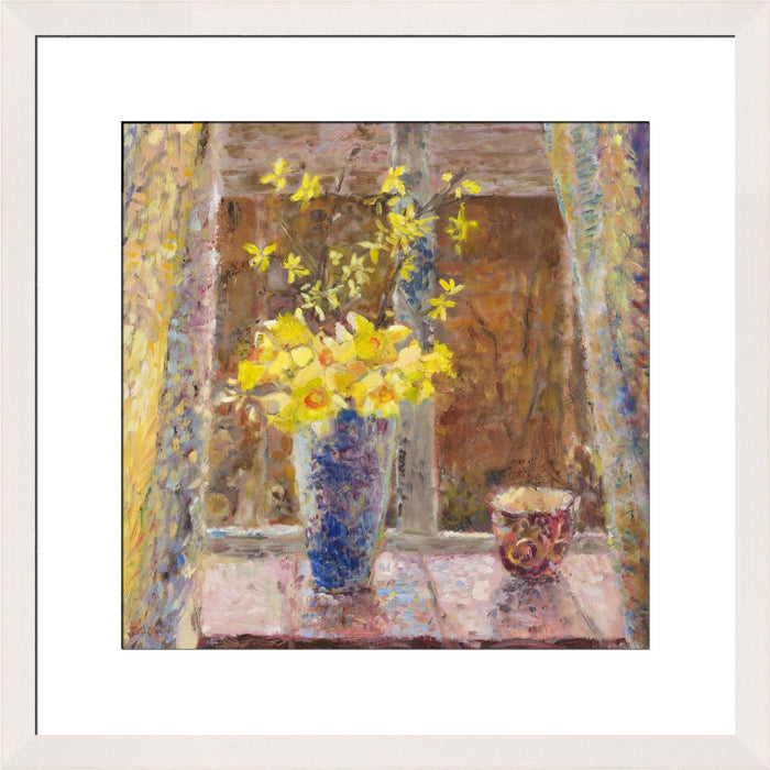 Fine Art Print from original painting of Spring Daffodils. Daffodils Art Print available as a framed print from original art. Daffodil artwork by Judi Glover Art used for floral Wall Art.