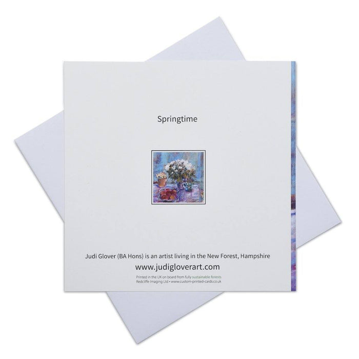 Fine art greeting card available to buy online at www.judigloverart.com. Each Springtime greeting card is blank with envelopes and printed in the UK on fine art card