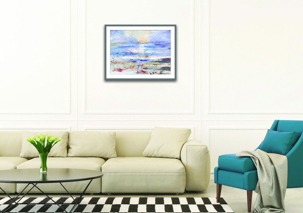 Framed Print of St Columbas Bay made from a painting of Iona by Judi Glover Art. The St Columbas Art is available to buy online at Judi Glover Art
