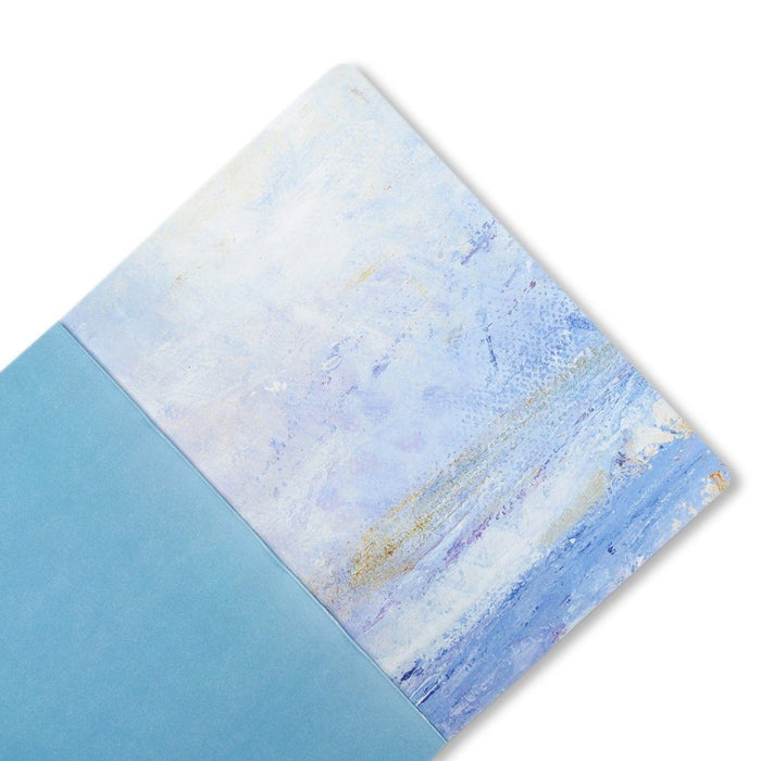 Decorative notebook by Judi Glover Art. The inside cover of this artistic notebook has a view of St Columbas Bay
