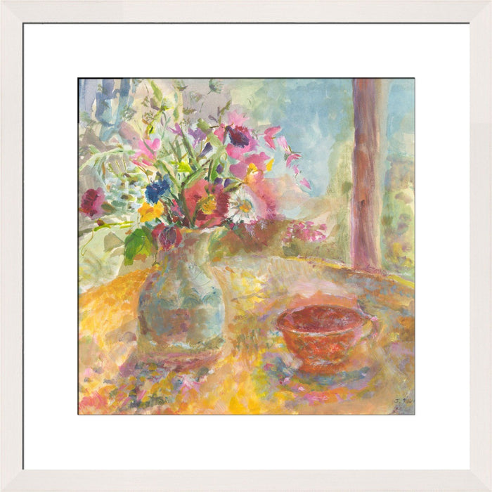 Fine Art Print made from original painting of a still life of flowers. Painting called Summer Flowers available as framed prints of still life paintings from original art at Judi Glover Art. Original still life print by Judi Glover is used for flower art.