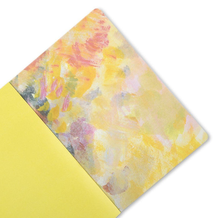 Showing the inside cover of the floral notebook called Summer Flowers by Judi Glover Art. This beautiful notebook is available in A5 with 120 pages of lined paper
