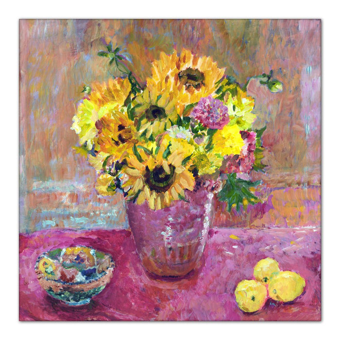 sunflowers Canvas Print. The Sunflowers canvas print is made from a painting of sunflowers and available as a stretched Canvas Print from original art at Judi Glover Art. The canvas print of sunflowers is used for flower wall art.