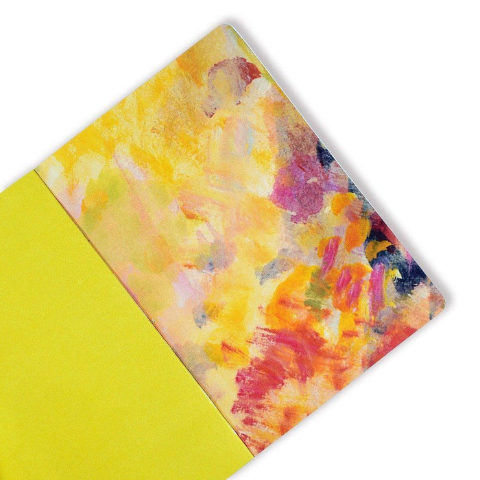 Inside print of the sunflower notebook showing sunflowers on the inside page. The floral notebook is A5 and lined and available at Judi Glover Art