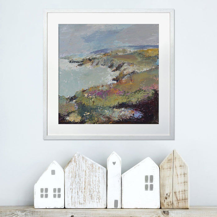 Landscape Wall Art from a Fine Art painting of a view towards Porthgain in Pembrokeshire capturing the sea and coastline. The Coastal Prints are available at Judi Glover Art and are made in the UK