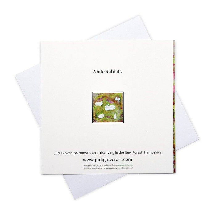 Back of easter bunny cards by Judi Glover Art. The bunny cards are from original art by Judi Glover Art