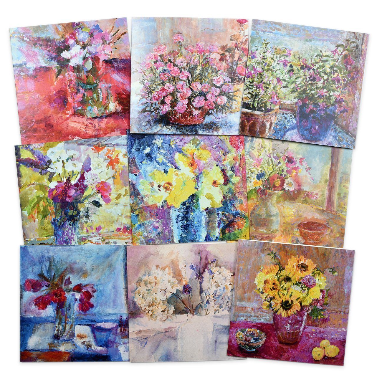 Floral Cards made from beautiful flower paintings at www.judigloverart.com. The colourful flower greeting cards are for all occasions and available as individual blank cards or packs of greeting cards