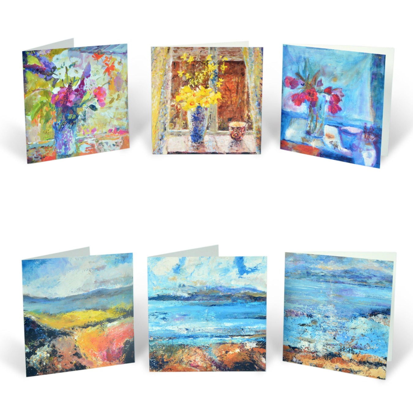 Original Art Greeting Cards. A set of Fine Art Greeting Cards. Three flower cards and three landscape cards all made from Original Art and Paintings by Judi Glover Art. Available as a set of 6 cards.