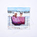 Pack of 6 Horse Christmas cards showing two horses behind a snowy gate with a pink blanket and robin, beside a white envelope