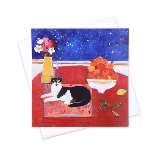 a pack of 6 cosy cat at christmas cards by Judi Glover Art 