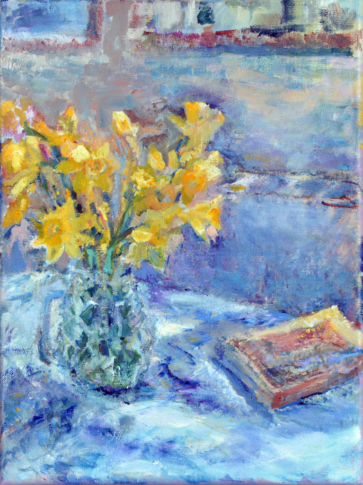 First Daffodils - Original Oil Painting By Judi Glover