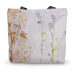 Tote bag with floral design of cream and blue flowers made from high quality cotton canvas