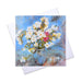 A beautiful card of a painting of white freesias in a blue vase. Thiss floral greeting card is perfect as a floral birthday card