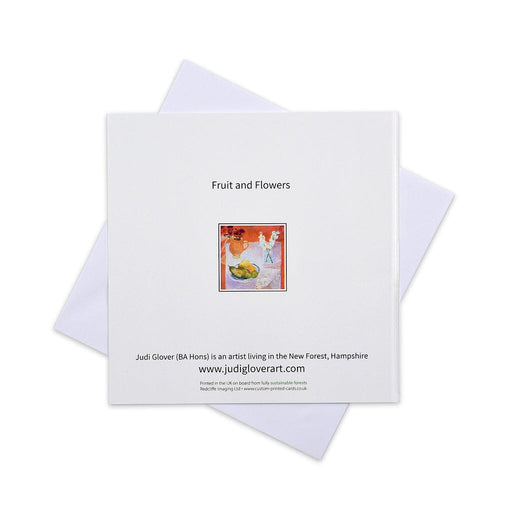 This original card was made from a painting of fruit and flowers. The art card is blank inside and includes an envelope