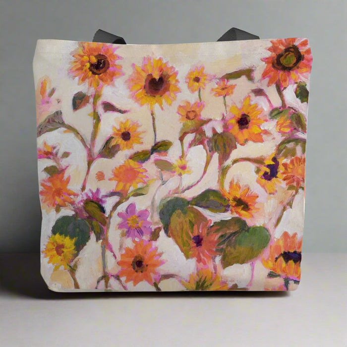 A pretty canvas shopper with a print of a painting of sunflowers