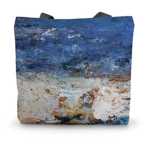 A summer tote bag with a print fo the seashore. This cotton tote bag is made from sturdy cotton canvas