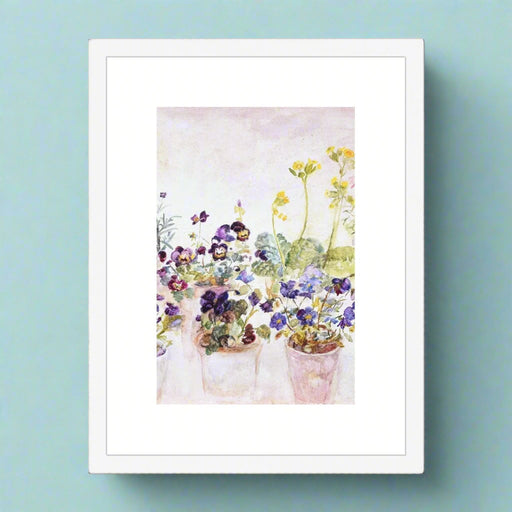 Mounted and framed wall art of a botanical print showing beautiful flowers making an ideal print for a kitchen