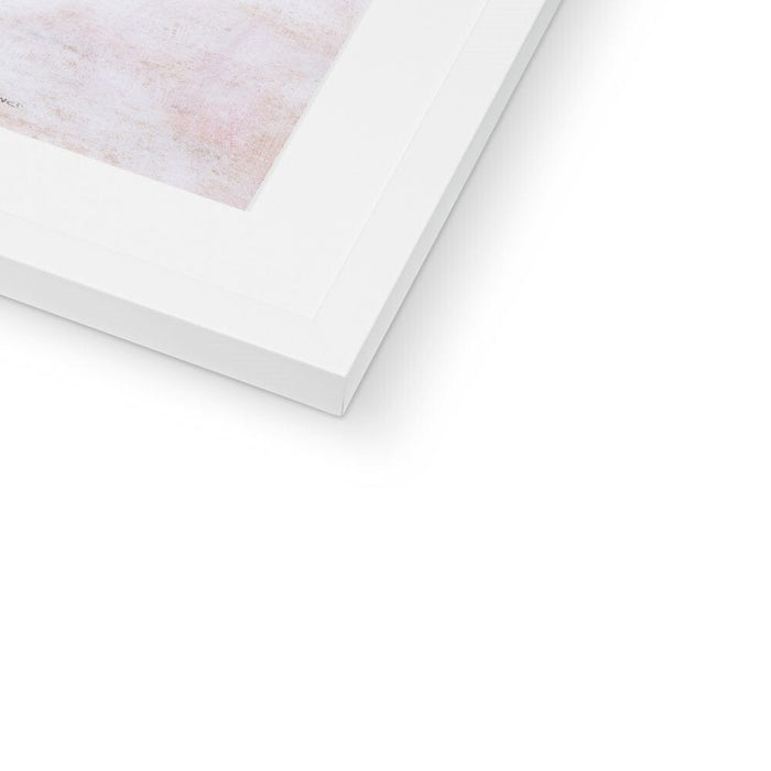 A close up image of a detail of the white wooden frame on this floral framed art print. The framed prints have a choice of frame colours so you can choose the right wall art floral for your house